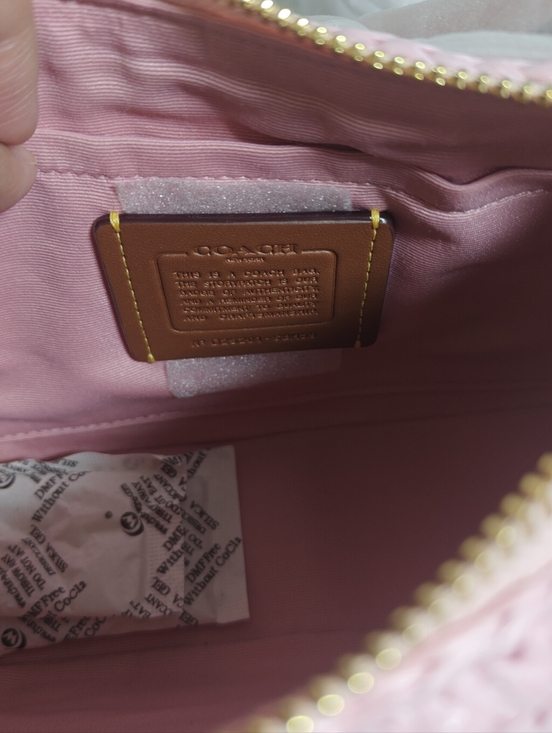 Coach Teri Shoulder Bag (Straw, Cherry Blossom, Pink) - Picture 8 of 13